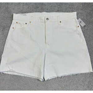 Gap Shorts Womens 16 White Cheeky Midi High Rise‎ Stretch Button Fly NWT